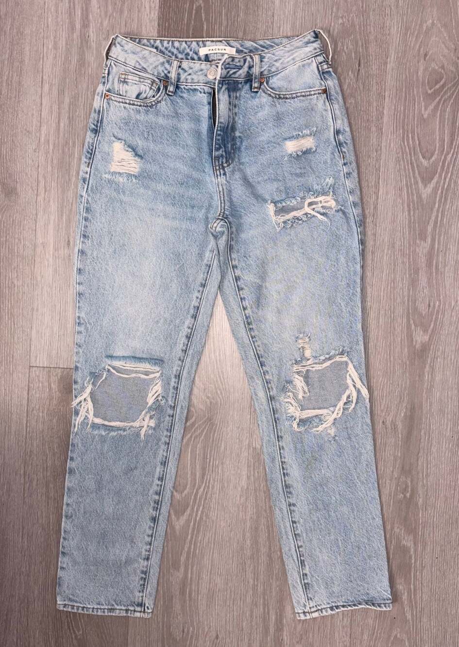 PacSun High Rise Distressed Mom Jeans Light Wash Size 25